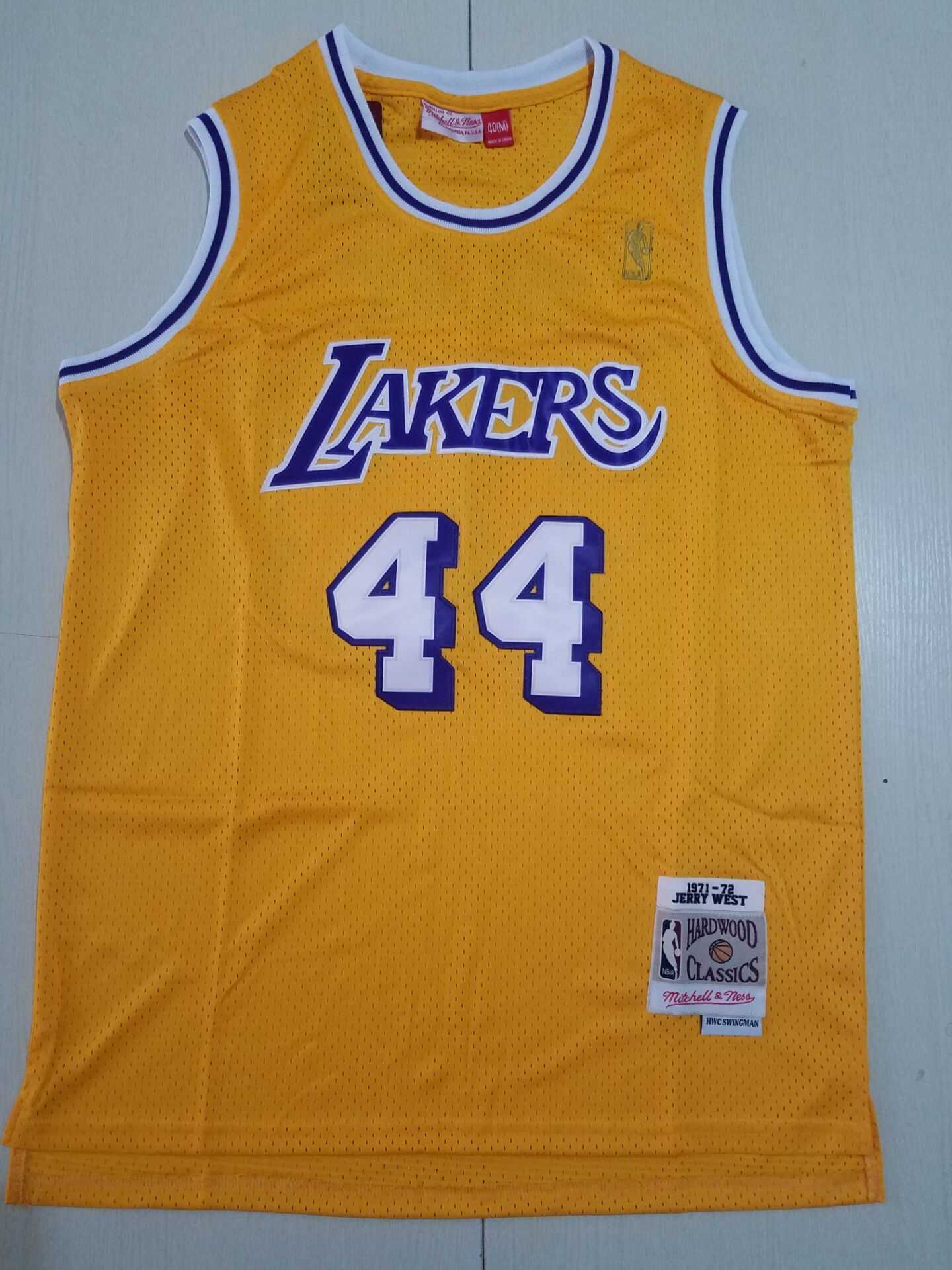 Men Los Angeles Lakers 44 West Yellow Throwback NBA Jerseys